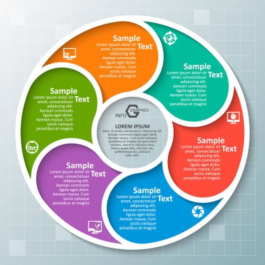 vektör soyut 3d kağıt bilgi elemanları. Dairesel bilgi grafikleri
