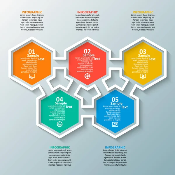 Infographic Elements Hexagon Infographics Honeycomb 디자인 — 스톡 벡터