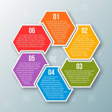 vektör soyut 3d kağıt bilgi elemanları. Hexagon bilgi grafikleri. Bal peteği tasarımı