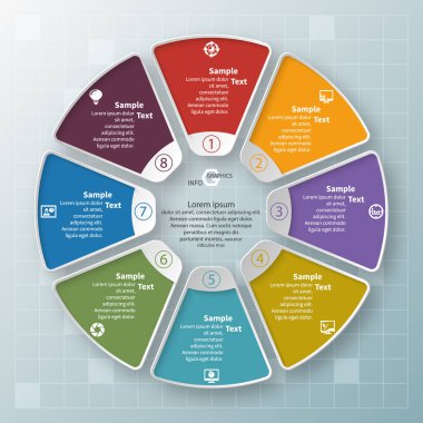 vektör soyut 3d kağıt bilgi elemanları. Dairesel bilgi grafikleri