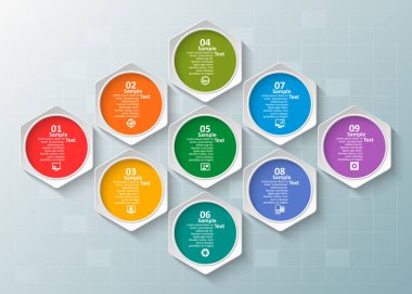 vektör soyut 3d kağıt bilgi elemanları. Hexagon bilgi grafikleri. Bal peteği tasarımı