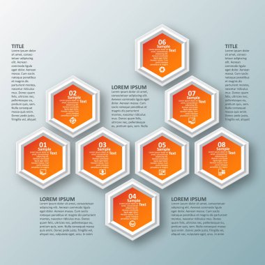 vektör soyut 3d kağıt bilgi elemanları. Hexagon bilgi grafikleri. Bal peteği tasarımı