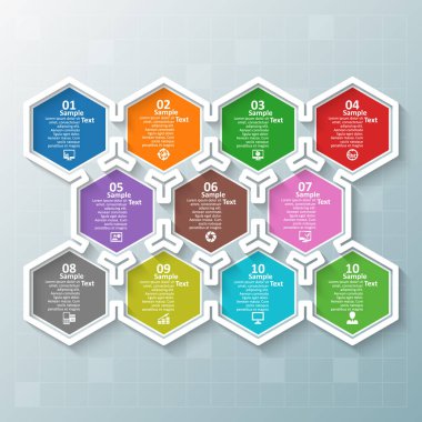 vektör soyut 3d kağıt bilgi elemanları. Hexagon bilgi grafikleri. Bal peteği tasarımı