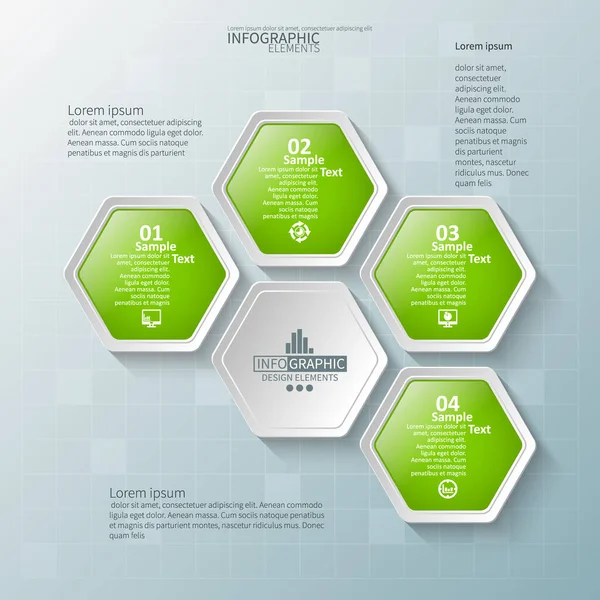 Διάνυσμα Αφηρημένα Χαρτί Infographics Hexagon Infographics Honeycomb Σχεδιασμό — Διανυσματικό Αρχείο