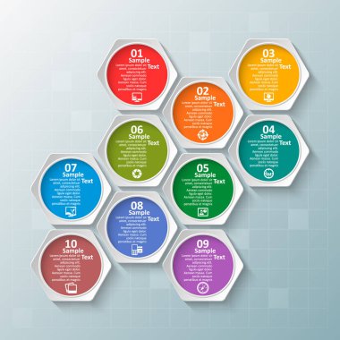 vektör soyut 3d kağıt bilgi elemanları. Hexagon bilgi grafikleri. Bal peteği tasarımı