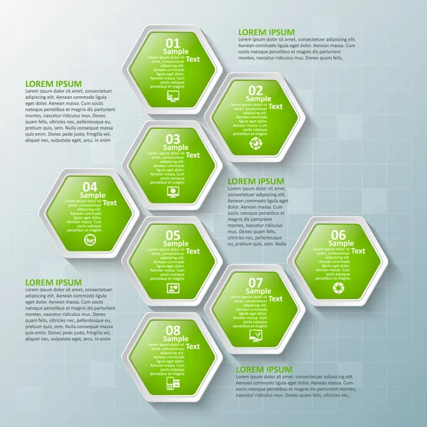 Vector Abstracto Papel Infografía Elements Hexagon Infographics Honeycomb Diseño — Vector de stock