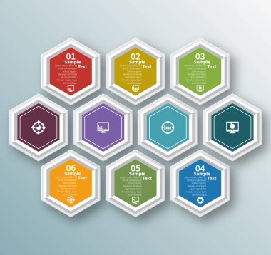 vektör soyut 3d kağıt bilgi elemanları. Hexagon bilgi grafikleri. Bal peteği tasarımı