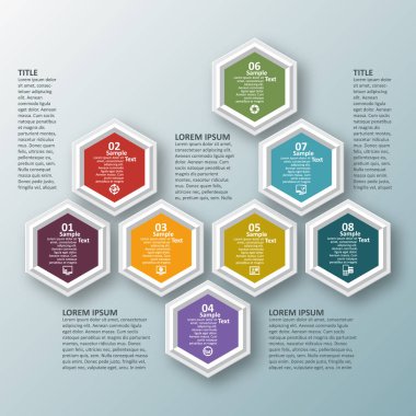 vektör soyut 3d kağıt bilgi elemanları. Hexagon bilgi grafikleri. Bal peteği tasarımı