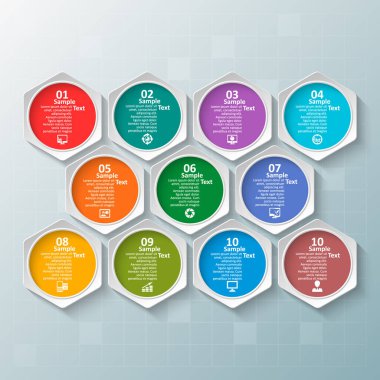 vektör soyut 3d kağıt bilgi elemanları. Hexagon bilgi grafikleri. Bal peteği tasarımı