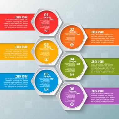 vektör soyut 3d kağıt bilgi elemanları. Hexagon bilgi grafikleri. Bal peteği tasarımı