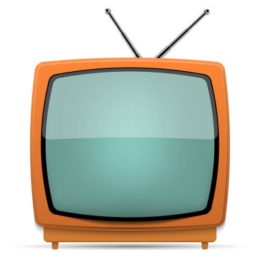 Beyaz arkaplanda oyuncak kırmızı televizyon