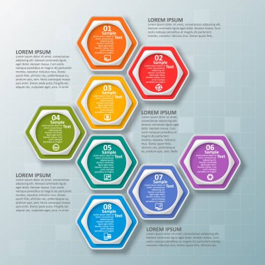vektör soyut 3d kağıt bilgi elemanları. Hexagon bilgi grafikleri. Bal peteği tasarımı