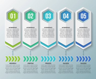 vektör soyut 3d kağıt bilgi elemanları. Hexagon bilgi grafikleri. Bal peteği tasarımı