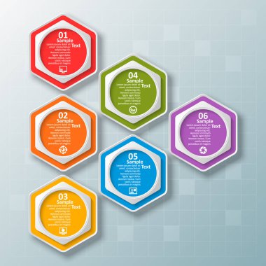 vektör soyut 3d kağıt bilgi elemanları. Hexagon bilgi grafikleri. Bal peteği tasarımı