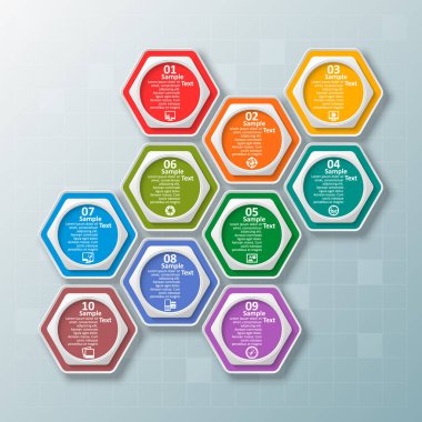 vektör soyut 3d kağıt bilgi elemanları. Hexagon bilgi grafikleri. Bal peteği tasarımı