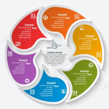 vektör soyut 3d kağıt bilgi elemanları. Dairesel bilgi grafikleri