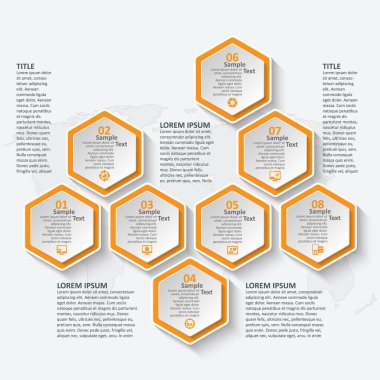 vektör soyut 3d kağıt bilgi elemanları. Hexagon bilgi grafikleri. Bal peteği tasarımı