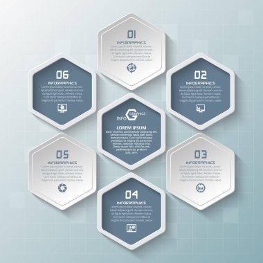 vektör soyut 3d kağıt bilgi elemanları. Hexagon bilgi grafikleri. Bal peteği tasarımı
