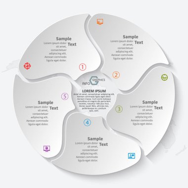 vektör soyut 3d kağıt bilgi elemanları. Dairesel bilgi grafikleri