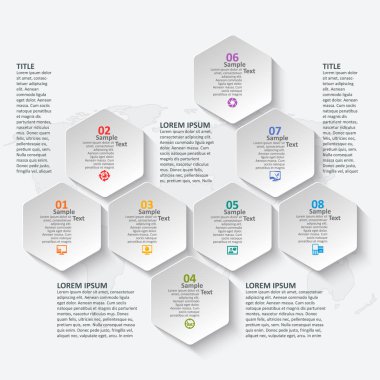 vektör soyut 3d kağıt bilgi elemanları. Hexagon bilgi grafikleri. Bal peteği tasarımı