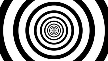 Soyut siyah beyaz tünel animasyon arka plan. Hipnotik daire illüzyonu kusursuz döngü.