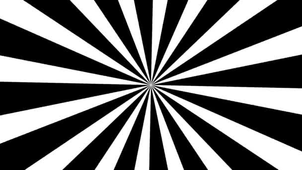 Abstrato Fundo Animado Raios Preto Branco Ilusão Raios Hipnóticos Looping — Vídeo de Stock