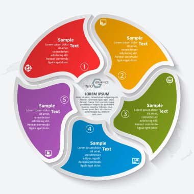 vektör soyut 3d kağıt bilgi elemanları. Dairesel bilgi grafikleri