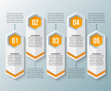 vektör soyut 3d kağıt bilgi elemanları. Hexagon bilgi grafikleri. Bal peteği tasarımı