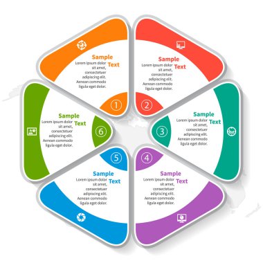 vektör soyut 3d kağıt bilgi elemanları. Dairesel bilgi grafikleri