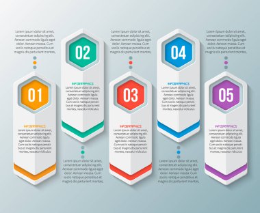 vektör soyut 3d kağıt bilgi elemanları. Hexagon bilgi grafikleri. Bal peteği tasarımı