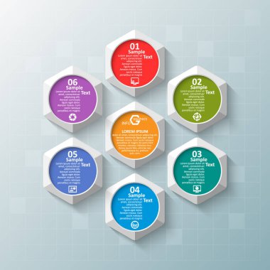 vektör soyut 3d kağıt bilgi elemanları. Hexagon bilgi grafikleri. Bal peteği tasarımı