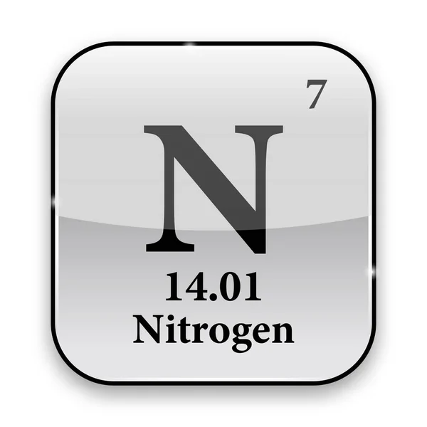 Nitrogén Jel Kémiai Eleme Periódusos Rendszer Fényes Fehér Háttér Ezüst — Stock Vector