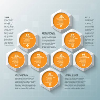 vektör soyut 3d kağıt bilgi elemanları. Hexagon bilgi grafikleri. Bal peteği tasarımı