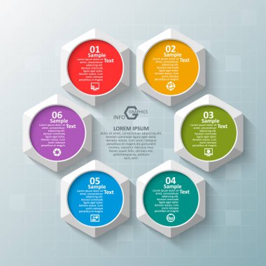 vektör soyut 3d kağıt bilgi elemanları. Hexagon bilgi grafikleri. Bal peteği tasarımı