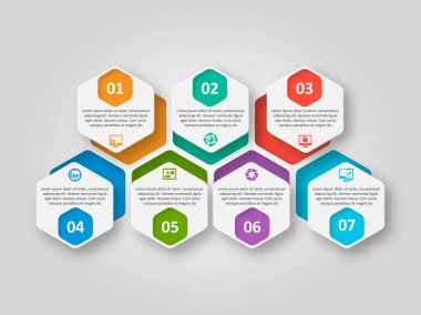 vektör soyut 3d kağıt bilgi elemanları. Hexagon bilgi grafikleri. Bal peteği tasarımı