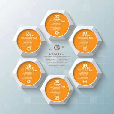 vektör soyut 3d kağıt bilgi elemanları. Hexagon bilgi grafikleri. Bal peteği tasarımı