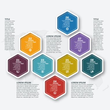 vektör soyut 3d kağıt bilgi elemanları. Hexagon bilgi grafikleri. Bal peteği tasarımı