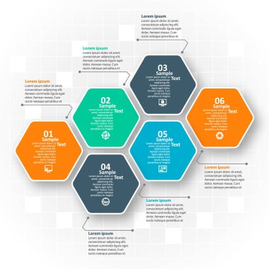 vektör soyut 3d kağıt bilgi elemanları. Hexagon bilgi grafikleri. Bal peteği tasarımı