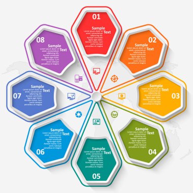 vektör soyut 3d kağıt bilgi elemanları. Dairesel bilgi grafikleri