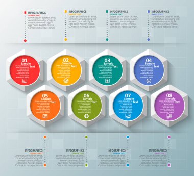 vektör soyut 3d kağıt bilgi elemanları. Hexagon bilgi grafikleri. Bal peteği tasarımı