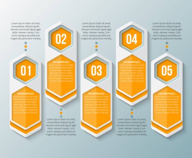 vektör soyut 3d kağıt bilgi elemanları. Hexagon bilgi grafikleri. Bal peteği tasarımı