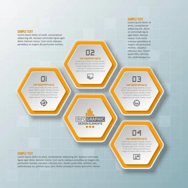 Vektor Abstrakt Papier Infografische Elemente Hexagon Infographics Honeycomb Design — Stockvektor