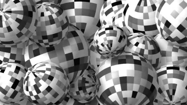 黒と白の回転ボールループ可能な動きの背景 — ストック動画