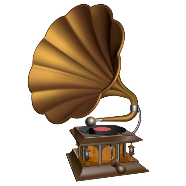 Gramofone de ouro vintage — Vetor de Stock