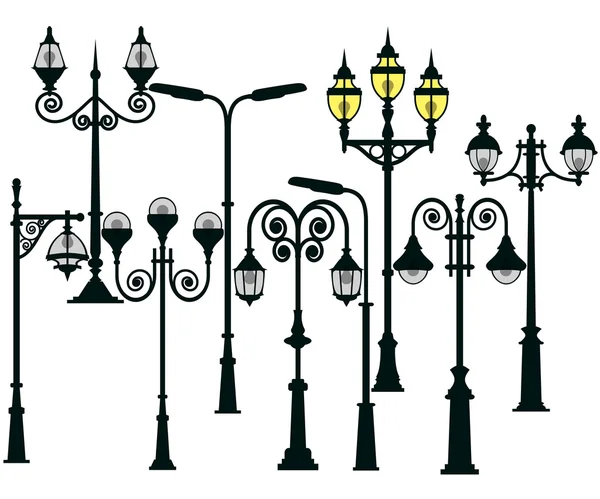 Zestaw lamp ulicznych — Wektor stockowy
