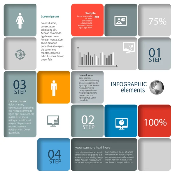 Infographies abstraites sur papier 3D — Image vectorielle