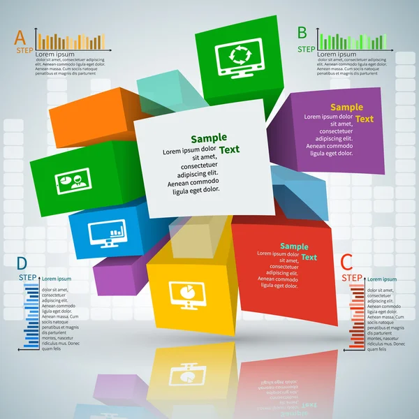 Infographies abstraites sur papier 3D — Image vectorielle