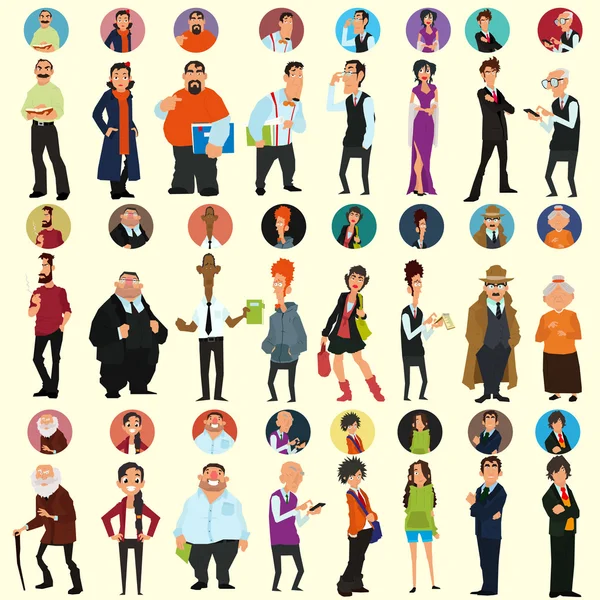 Avatares e iconos. rostros de personas . — Vector de stock