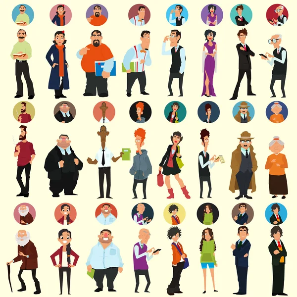 Avatars and icons. people's faces. — Stock Vector