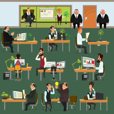 Happy business people working on office